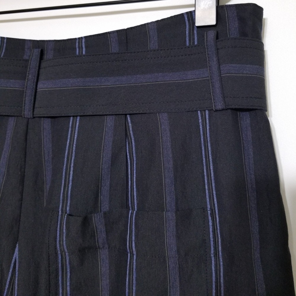 NWT Vince Dobby Stripe Belted Wide-Leg Pants in Indigo‎ High Rise Size 6 $385 - Picture 14 of 16